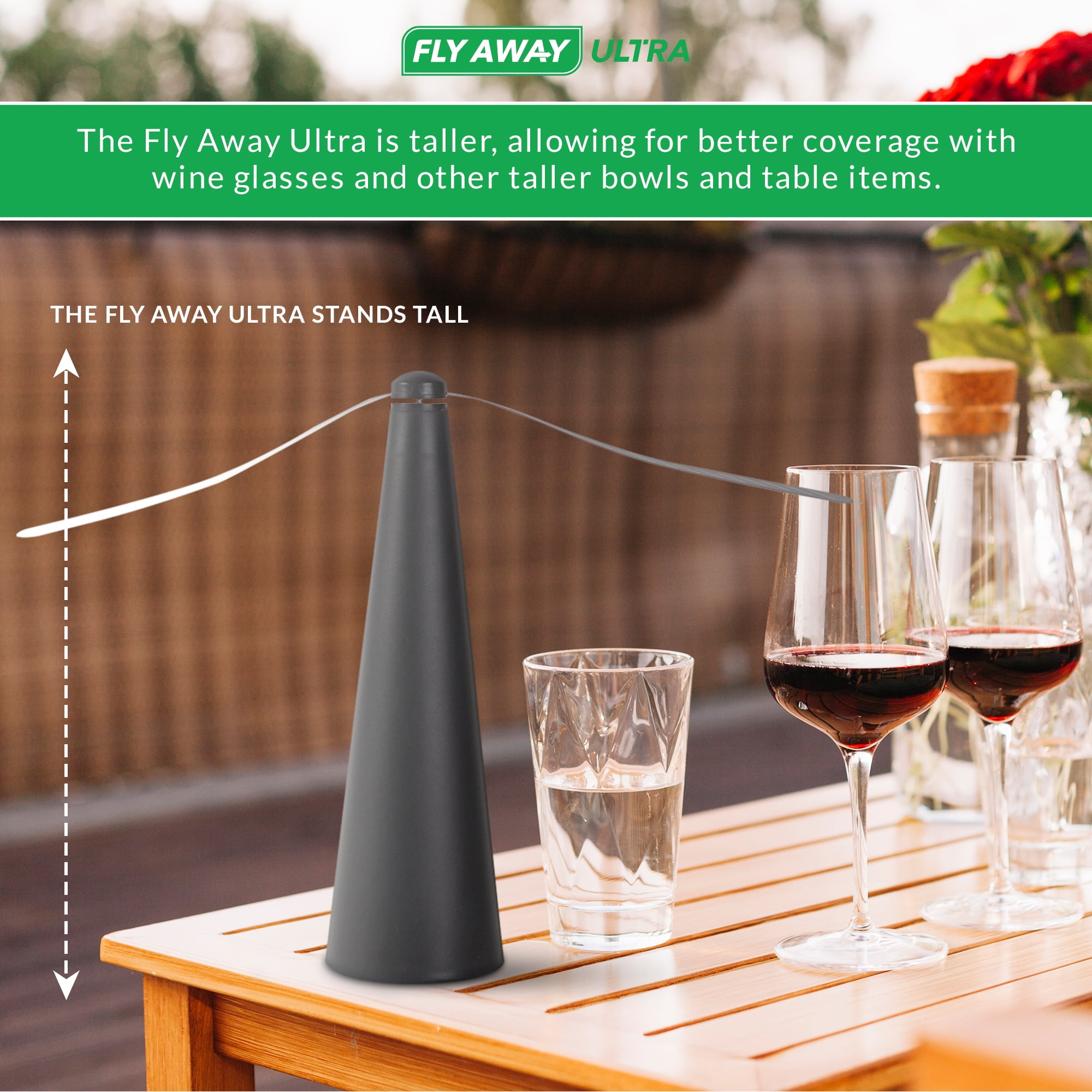 Fly Away Ultra - 2 Pack Rechargeable Outdoor Fly Fans for Tables with Ultrasonic Protection. Deter Flies and Other Flying Insects and Bugs From Meals