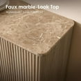 thumbnail image 2 of Hvoonc 34"W Fluted Sideboard Buffet Cabinet with Storage, Faux Marble Top, 2 Push-to-Open Doors, Adjustable Shelves, Modern Accent Cabinet for Dining Room, Living Room, Entryway, Natural Oak, 2 of 7