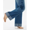 thumbnail image 4 of roswear Women's Stretchy Wide Leg Jeans Cuffed Denim Pants, 30" Inseam, Size 4-16, 4 of 6