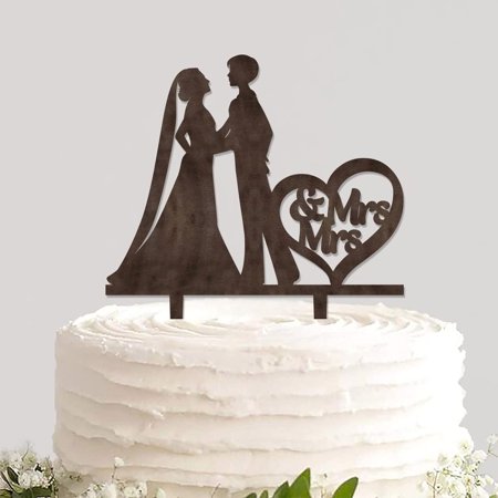 Custom Rustic Wood Lesbian Wedding Cake Topper Rural Wooden Cake Insert Engraved Chic Funny Cake Decoration for Lesbian Wedding LGBT Marriage Wedding Gift for Lesbian Couple Women