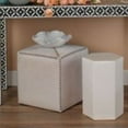 thumbnail image 3 of Jamie Young Co 16" Upholstered Traditional Leather Ottoman in White, 3 of 4