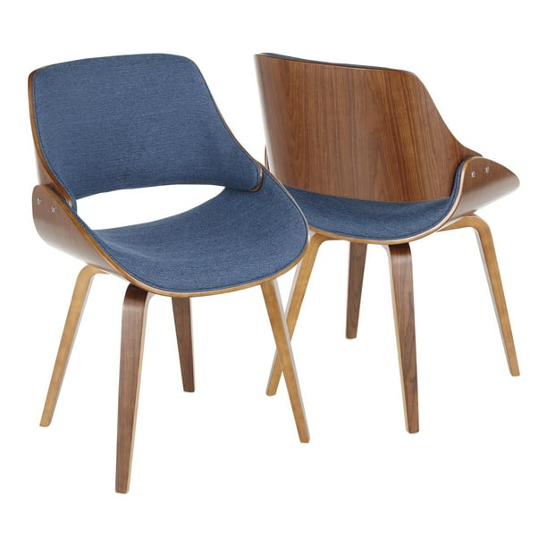 Fabrizzi MidCentury Modern Dining/Accent Chair in Walnut and Denim