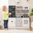 thumbnail image 2 of Gymax Play Kitchen Toy Set w/ Chalkboard Oven Sink Curtain Microwave Water Dispenser, 2 of 10