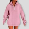 thumbnail image 3 of GuzomFashion Womens Pink Half Zip Hooded Sweatshirt Dress - Oversized Drop Shoulder, 100% Polyester Wrinkle-Resistant, Machine-Washable Mini Length, S-XXL,Size 2XL, 3 of 6