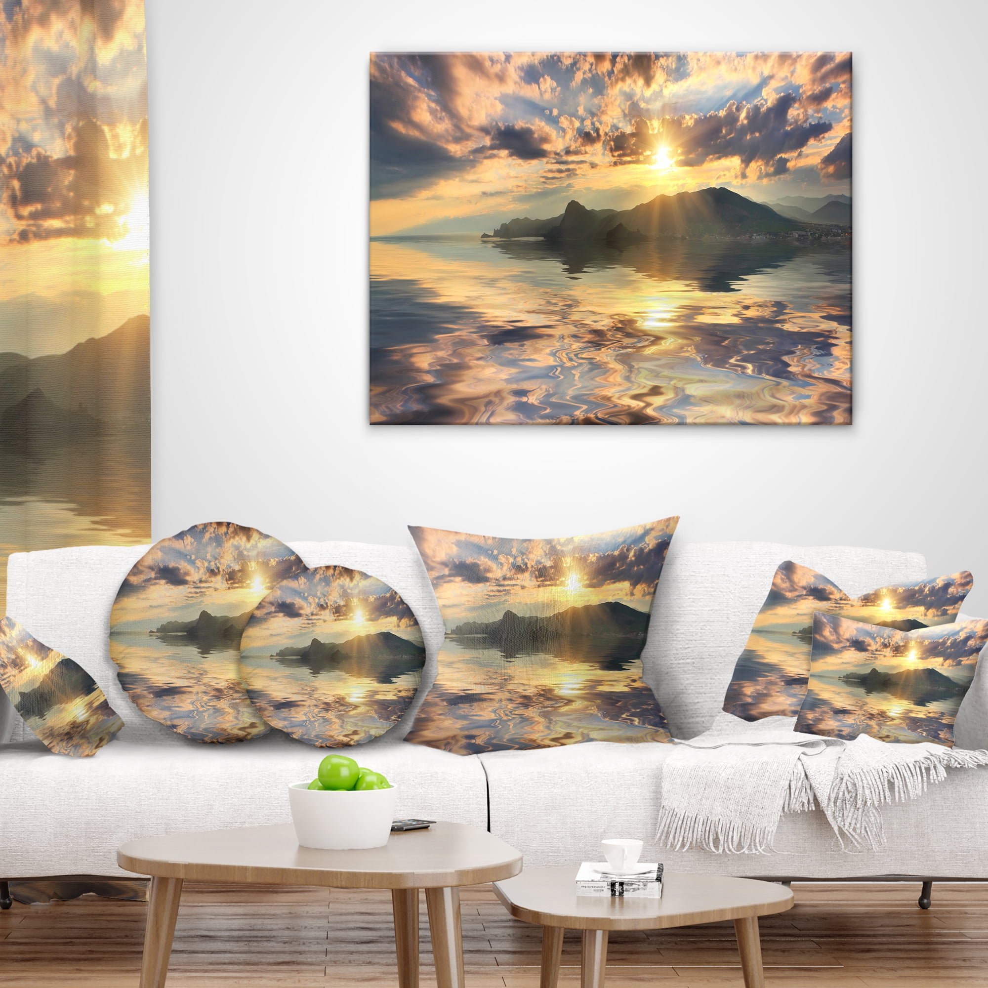 Designart 12" x 20" Gold Polyester Throw Pillow