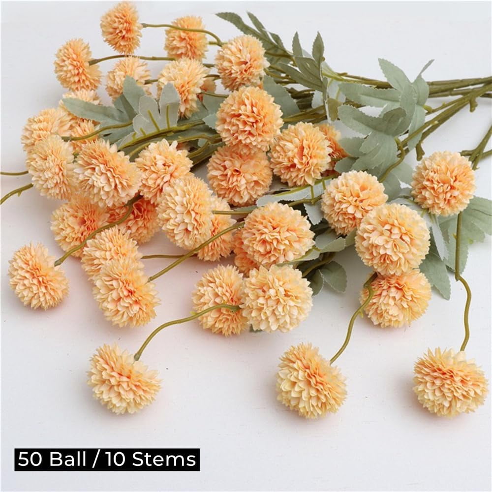 Artificial Flowers for Vases 20 Inch 10 Stems, Silk Dried Fake Mums Bouquet Indoor Faux Floral Arrangements for Decoration (White)