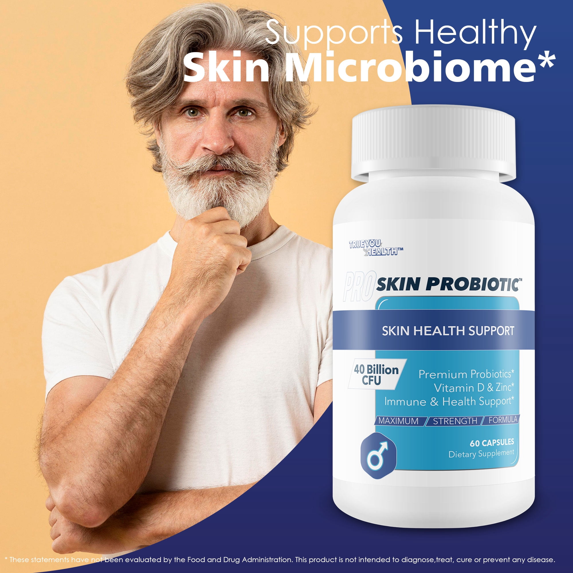 Pro Skin Probiotic - Skin Health Supporting Probiotic with Immune Support - Promote Healthy Skin Microbiome from Inside Out - Health Starts in the Gut - Support Reduced Breakouts, Redness, Puffiness