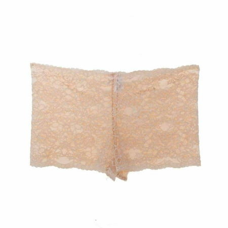 GA WEIHUA Online DealsWomen Floral Lace Novelty Boxer Brief Lightweight Breathable Panty Solid Color Fall Winter Underwear(Beige L)