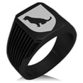 thumbnail image 1 of Stainless Steel Dog Loyalty Coat of Arms Shield Needle Stripe Pattern Biker Style Polished Ring, 1 of 1