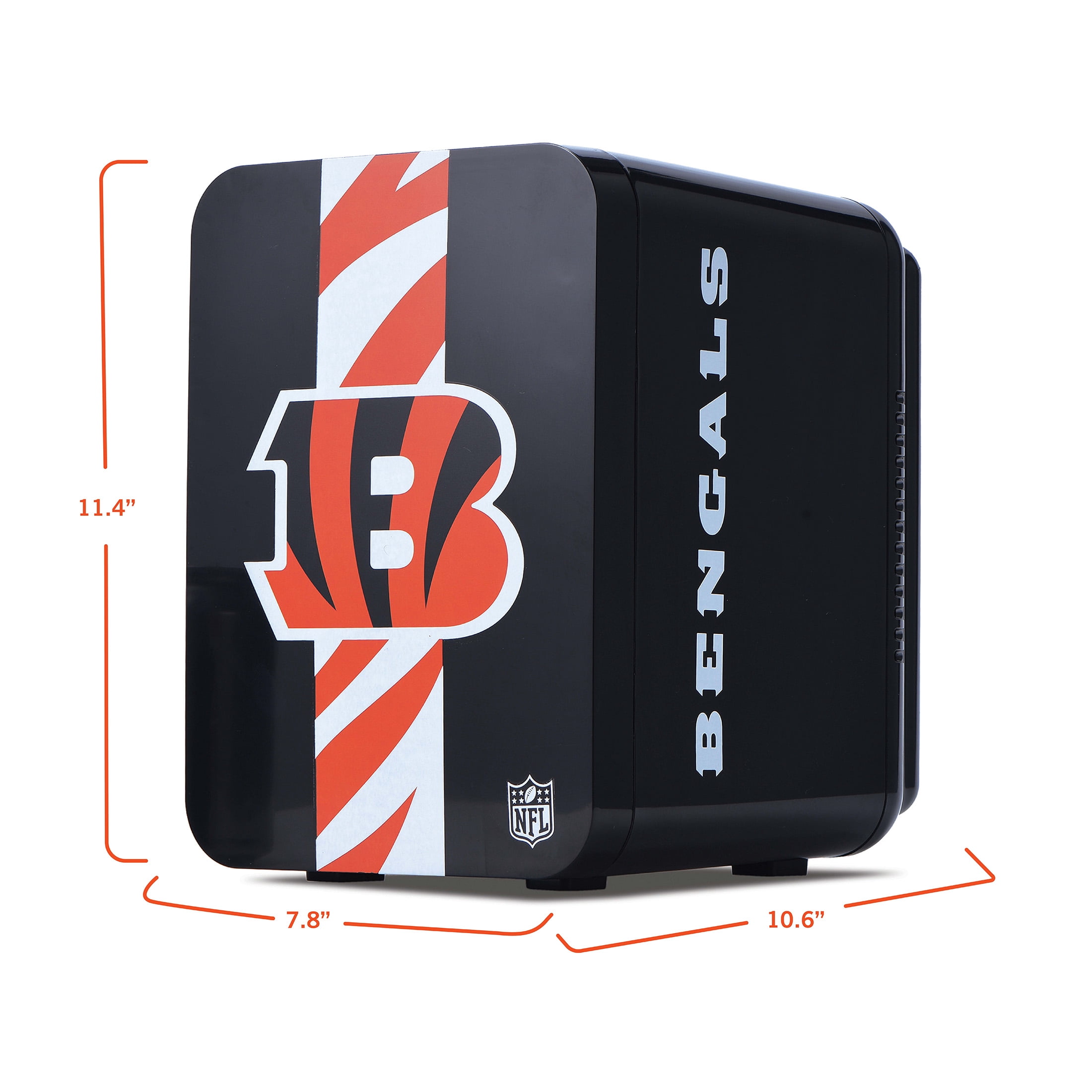 NFL Cincinnati Bengals 4L Mini Fridge, Black, Holds 6 Cans, Thermoelectric