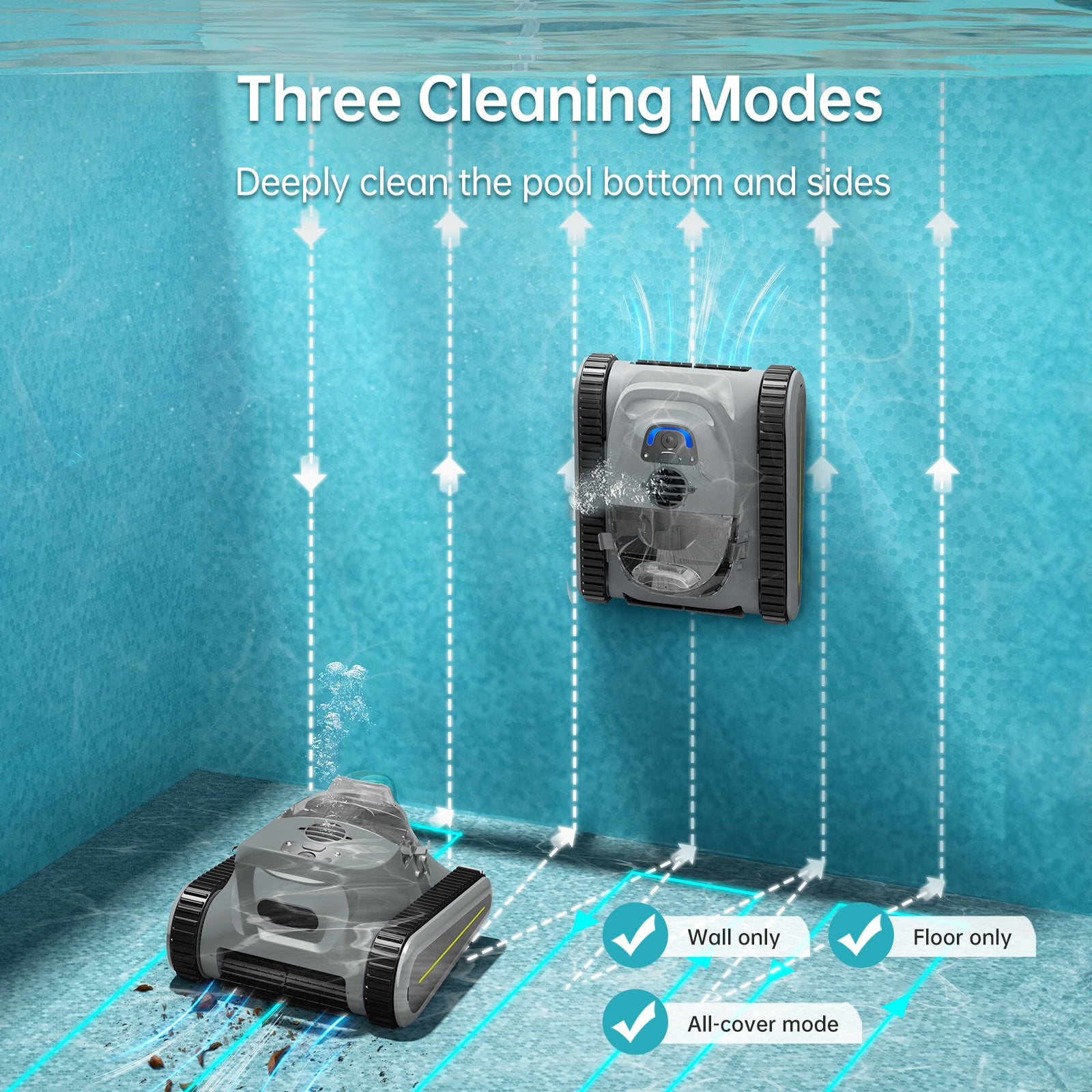 Cordless Robotic Pool Cleaner with 180W Powerful Suction, Smart Navigation for Inground & Above Ground Pools