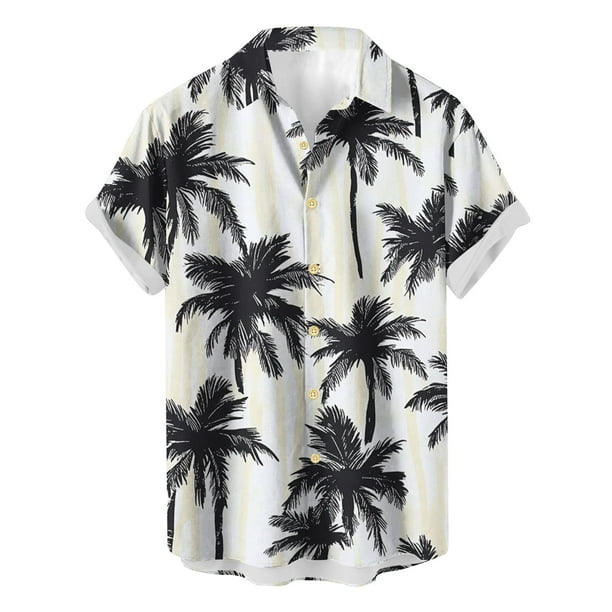 Camisetas de Lino para Hombres Vintage Bowling Manga Corta Cuello Cubano, Retro Playa Y Verano Hombre Manga Corta Botón Abajo Camisetas