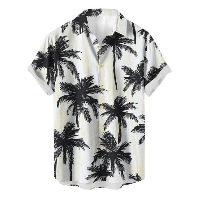 Weiqiqre Mens T Shirts Loose Fit, Floral Print Tropical Button Down Shirts