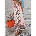 thumbnail image 6 of Michellecmm Women Summer Casual Long Dress Print Spaghetti Strap Sleeveless Cami Dress Loose Tie-Up Backless Holiday Dress, 6 of 7