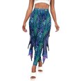 thumbnail image 4 of Leggings de sirena para mujer, pantalones, disfraz de Cosplay, estampado de escamas de pescado, mallas, pantalones brillantes con pantalones acampanados de sirena de tul, 4 of 5