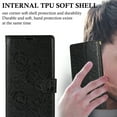 thumbnail image 5 of for iPhone 11 Wallet Case for Women Girls, PU Leather Flower Pattern, Card Slots Kickstand Wrist Strap Drop Protective TPU Back Cover with Magnetic Clasp for iPhone 11, Black, 5 of 7