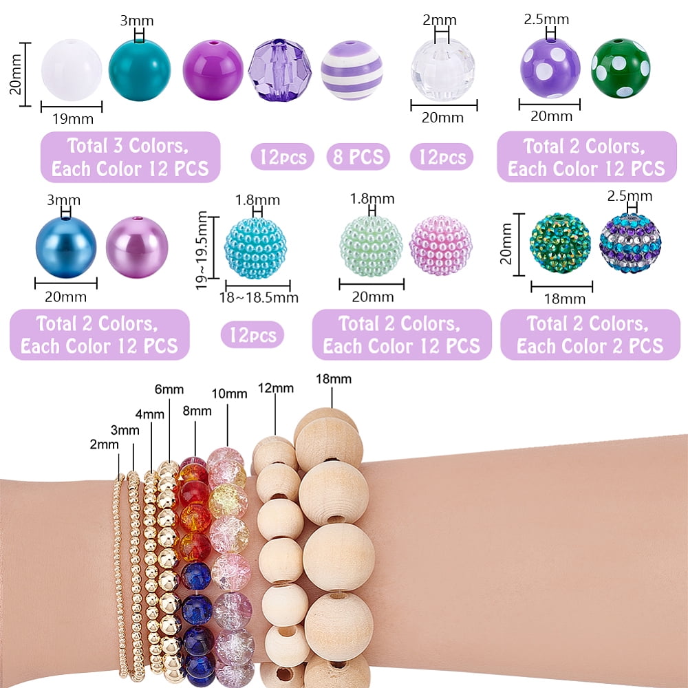 DIY Round Beads Findings Kits including Transparent Acrylic Beads Plastic Imitation Pearl Beads Resin Rhinestone Beads Mixed Color 18~20mm