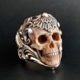 thumbnail image 2 of Vintage Polish Floral Armor Antler Skull Ring, 2 of 5