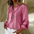 thumbnail image 4 of SYMOID Womens Hot Pink Metallic Top Long Sleeve with Puff Sleeves & V-Neck, Shimmer Blouse for Party, Night Out or Casual,Size 2XL, 4 of 9