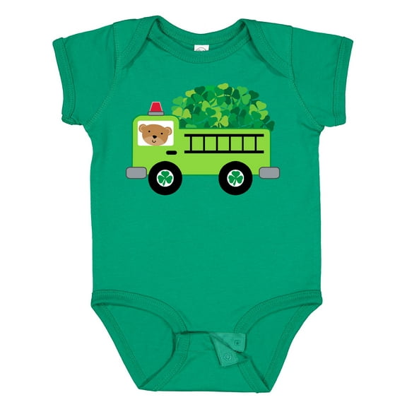 Inktastic Irish St Patricks Day Fire Truck Boys or Girls Baby Bodysuit