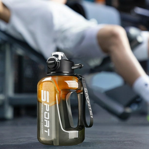 Botella deportiva de plástico de gran capacidad, 1700 ml, portátil, para deportes al aire libre, evita caídas.