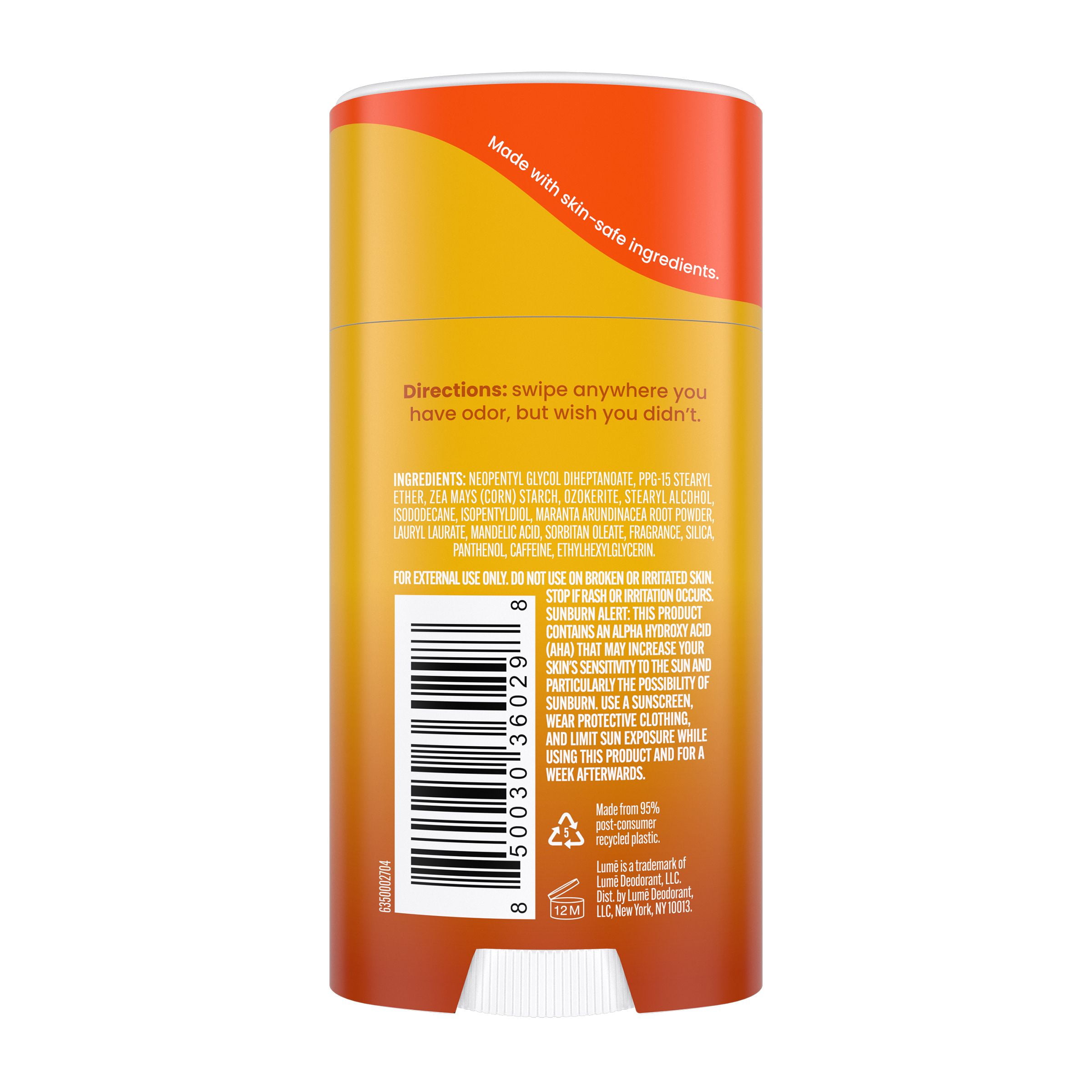 Lume Whole Body Aluminum Free Deodorant Stick, Toasted Coconut, 2.6 oz