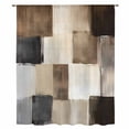thumbnail image 2 of Black Brown Abstract Sheer Curtains 45 Inches Long, Oil Painting Color Blocks Light Filering Curtains, Breathable Simi Curtain Privacy Drapes for Kitchen Bathroom Lightweight Small Window Treatment, 2 of 9