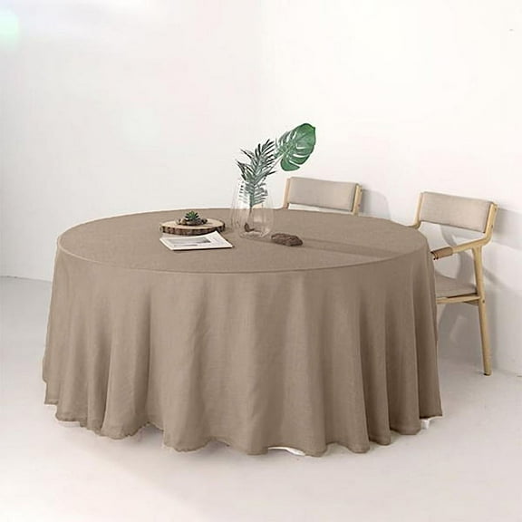 BalsaCircle 120" Taupe Brown Round Premium Polyester Faux Burlap Tablecloth Dining