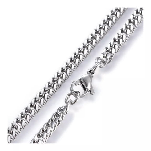 QQTDFG Stainless Steel Curb Chain Necklace Lobster Frosted Silver 23.5" 4 2mm A391-default
