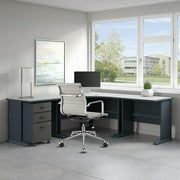 LUXMOD Gray Office Chair Adjustable Swivel Chair in Durable Vegan Leather, Mid Back Office Chair with Armrest, Ergonomic Desk Chair for Extra Back & Lumbar Support, Modern Executive Chair Gray