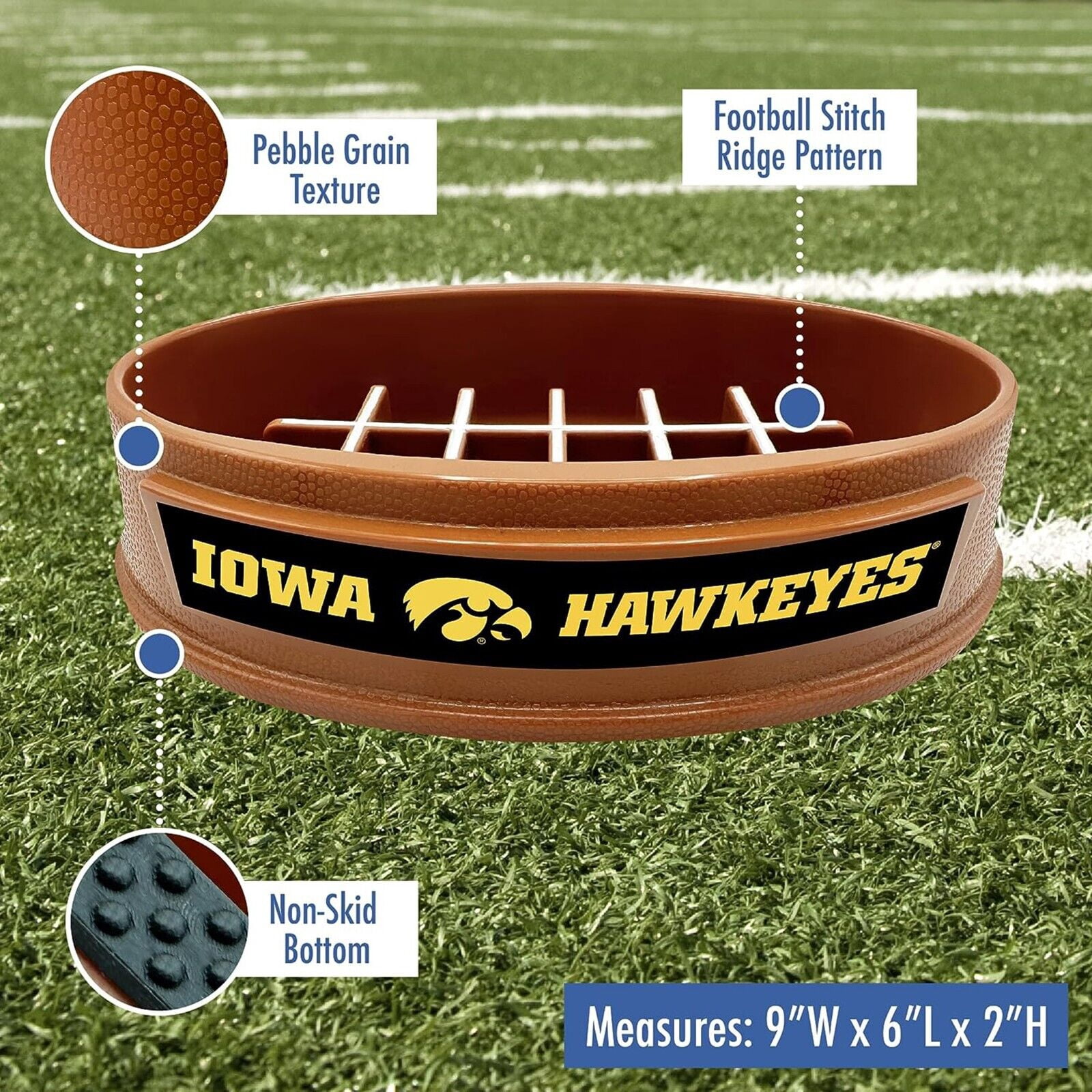 Pets First NCAA Iowa Hawkeyes Super-Bowl Slow Feeder Bowl for Dogs and Cats with Non-Slip Mat