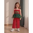 thumbnail image 4 of Toddler Baby Girl Halloween Christmas Outfit Smocked Spaghetti Strap Tank Top Wide Leg Pants Set, 4 of 8
