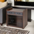thumbnail image 2 of Demi Bonn 25" Wooden Dog Crate Furniture for Indoor Dogs, Dog Kennel with 2 Fabric Drawers, Modern Dog Cage for Small/Medium Dogs, Brown, 2 of 8