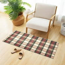 Plaid Pattern with Mixture Colors Plush Carpet Non Slip Runner Rug Absorbent Bath Mat 39" x 20"