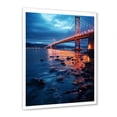 thumbnail image 2 of Designart "Sunrise View of Panoramic Bridge II" Architecture Framed Wall Art - Traditional Red Bridges Entryway Framed Wall Art, 2 of 6
