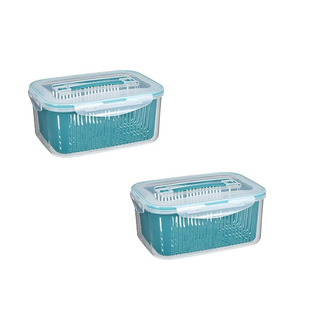 Oleegame 2PC Kids Snack Boxes For School Berry Container Fruit Produce Food Storage Containers With Removable Drain Colanders Vegetable Fresh Set | Refrigerator Organizer