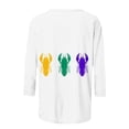 thumbnail image 5 of Cavosen Carnival Day 3/4 Sleeve Blouses for Women Festival Mardi Gras Crewneck Blouse Animal Graphic Print Shirts Holiday Novelty Tops Loose Athletic T-Shirts Party Shrove Tuesday S, 5 of 5