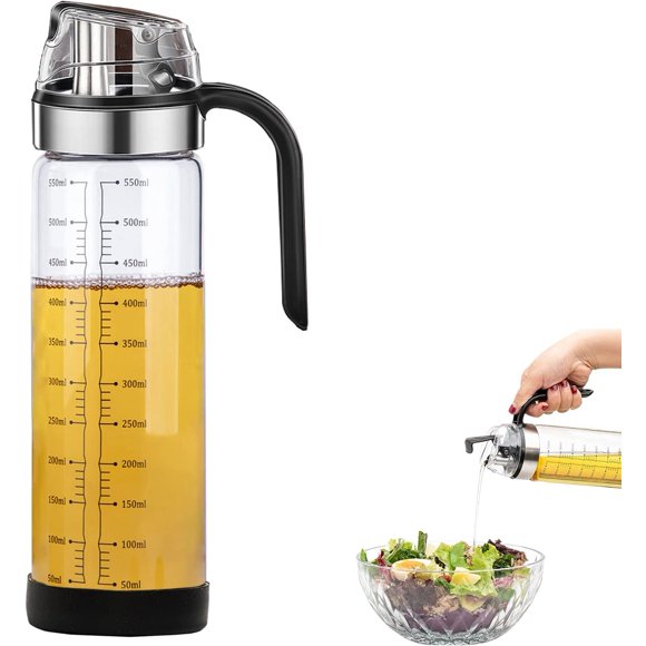ORIJOYNA Distributeur Automatique d'Huile d'Olive 18 oz - Récipient à Condiments Étanche avec Bouchon et Bouchon Automatiques, Poignée Antidérapante pour la Cuisine - Idéal pour Vinaigre, Huile, Sauce