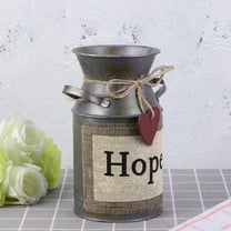 HAMPPLIES 1Set Rustic Iron Vase for Flowers Milk Can Style Silver 10x3.9x7.5in