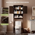 thumbnail image 4 of Aiho Over The Toilet Storage Cabinet Bathroom Shelves Organizer Space Saver Freestanding Restroom Shelf with Doors Anti-Tip Device Adjustable Shelf - Dark Brown, 4 of 7