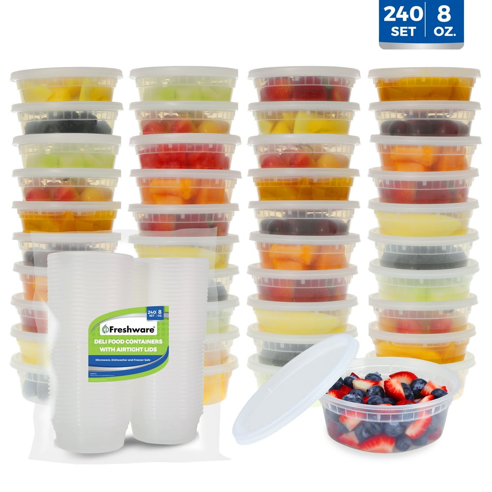 Freshware Food Storage Containers Plastic Deli Containers with Lids