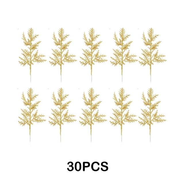 maskred 30pack/lot Add Touch Of Glamour To Christmas Tree Glitter Sprigs For DIY Fun Versatile gold 30PCS