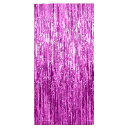 Foil Fringe Backdrop Curtains Party Foil Metallic Tinsel Streamers Decorations for Birthday Weddings Photo Booth Streamers Curtain for Anniversary Decor 39*79In-Pink
