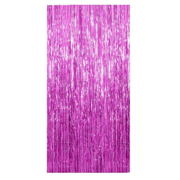 Foil Fringe Backdrop Curtains Party Foil Metallic Tinsel Streamers Decorations for Birthday Weddings Photo Booth Streamers Curtain for Anniversary Decor 39*79In-Pink