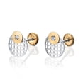 thumbnail image 4 of Aretes de oro 14k GIALLO Broquel Ojo de oro amarillo brillante y oro blanco brillante con circonia, 4 of 4
