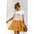 thumbnail image 3 of Femmes Été Robe Tunique Col Rond Manches Courtes Volant Casual Flowy Babydoll Balançoire Mini Shift Robes, 3 of 8