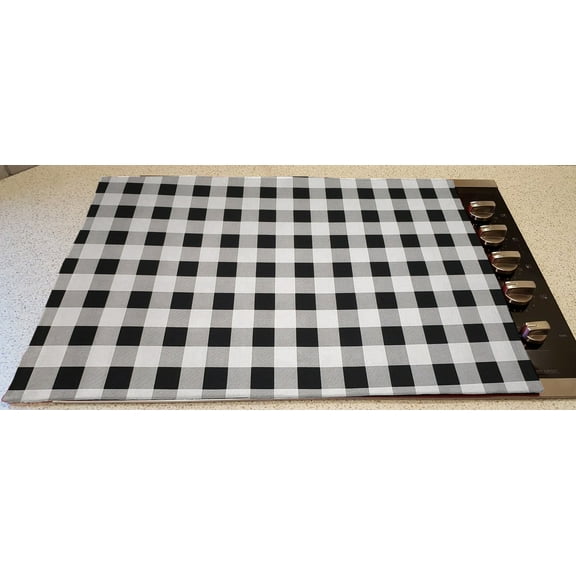 Buffalo Check Plaid Stove Top / Cook Top Cover & Protector by Penny's Needful Things (White)
