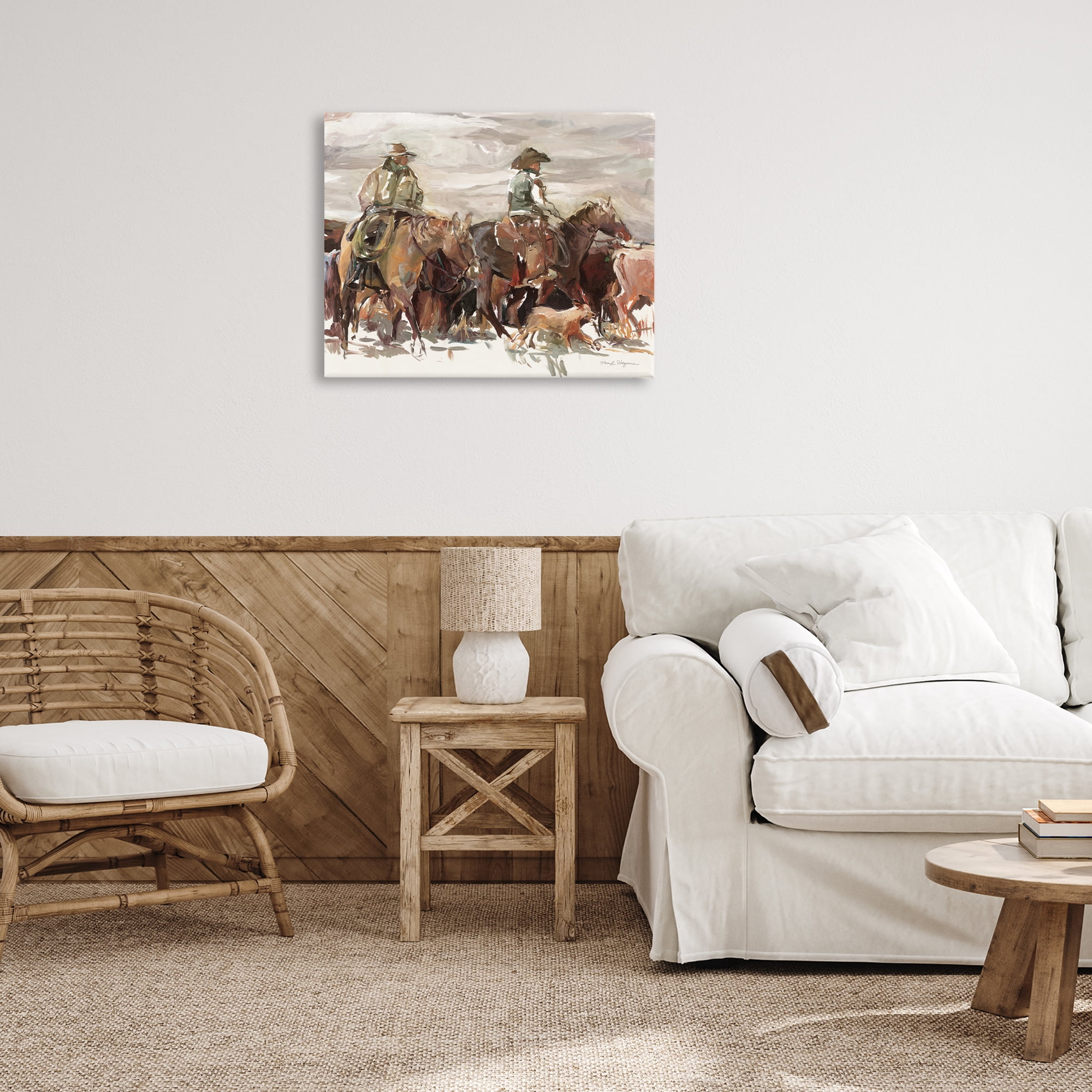 Stupell Industries Round Up Cowboys Animals & Insects Painting Gallery Wrapped Canvas Art Print Wall Art, 30 x 24
