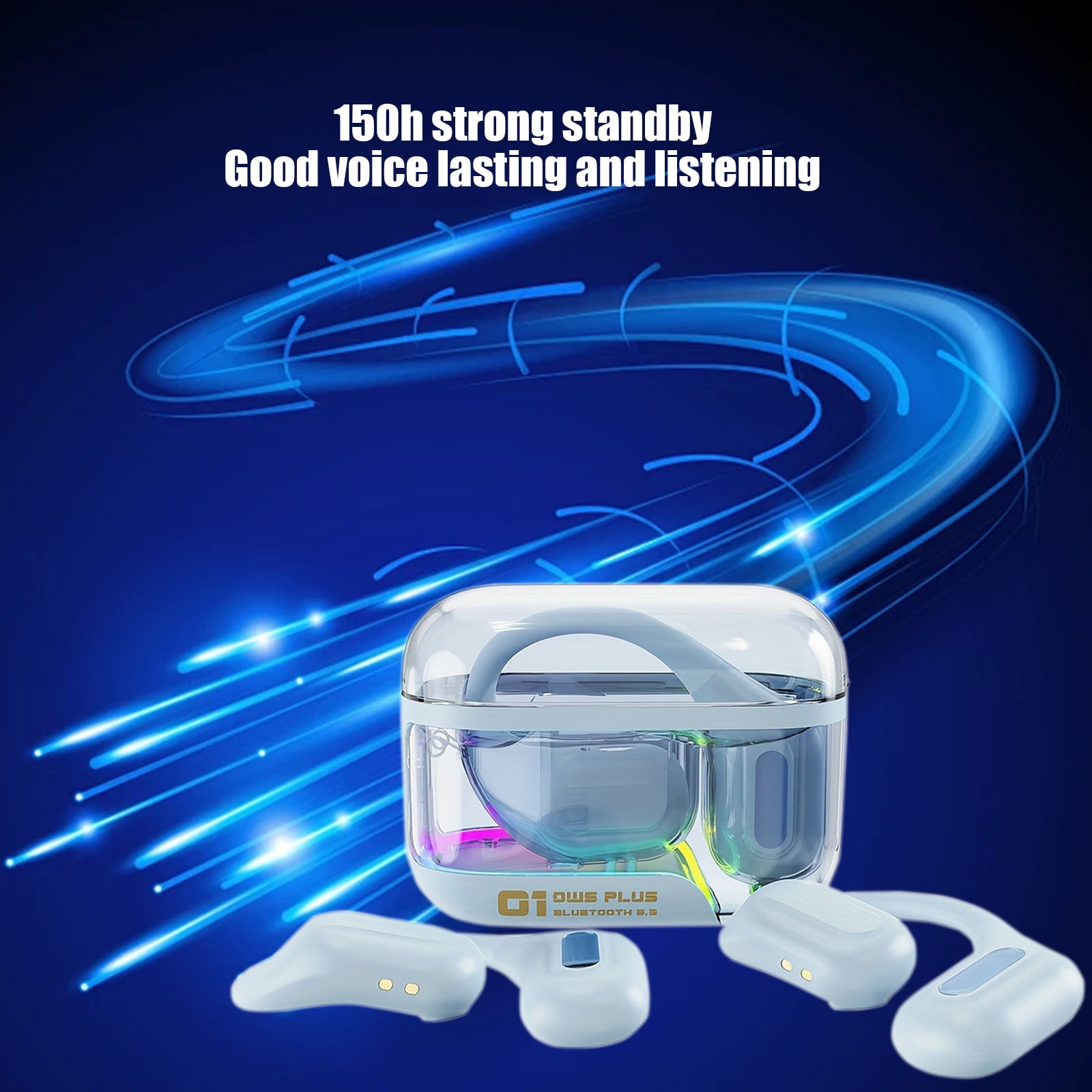 on Open Ear Headphones Bluetooth 5.4 Earbuds 48Hrs Playtime Wireless Ear Buds with Earhook Mic Stereo Sound Earphones with 16mm Speaker Air Conduction Earbud for Sport Fitness Running