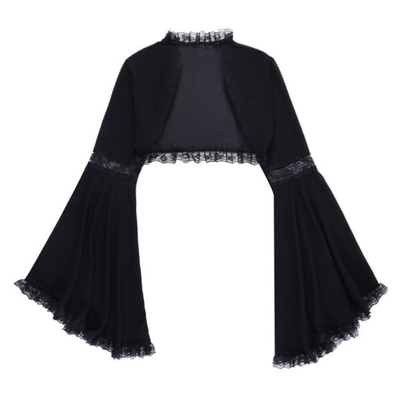 Yokua Vintage Gothic Lace Shrug Half Shirt Crop Top Long Sleeve for Women Girls